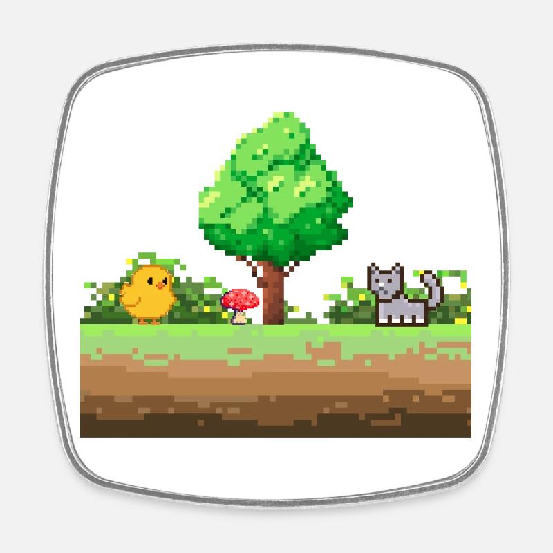 Aventure Pixel Garden - Magnet carré - blanc