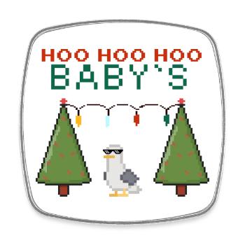 Pixel-Weihnachtsvogel mit Lichterketten - Viereckiger Kühlschrankmagnet - Weiß - Vorne