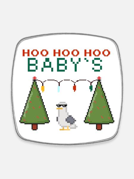 Pixel-Weihnachtsvogel mit Lichterketten - Viereckiger Kühlschrankmagnet - Weiß