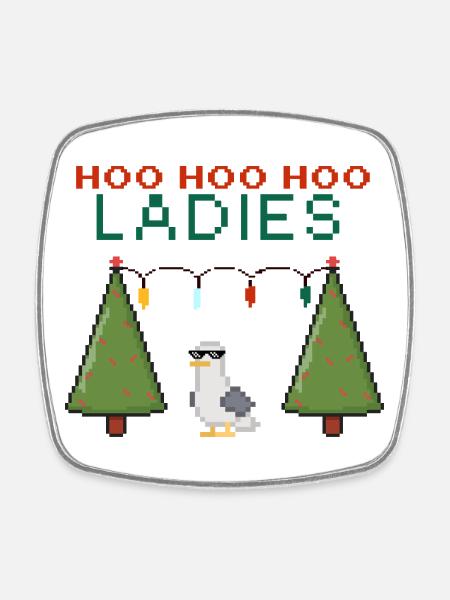HooHooHoo Damen Pixel Weihnacht - Viereckiger Kühlschrankmagnet - Weiß