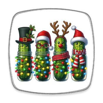 Cucumbers Christmas Squad Lights - Square fridge magnet - white - Front