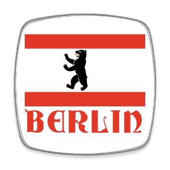 Graphique du drapeau de l’ours de Berlin - Magnet carré - blanc - Devant