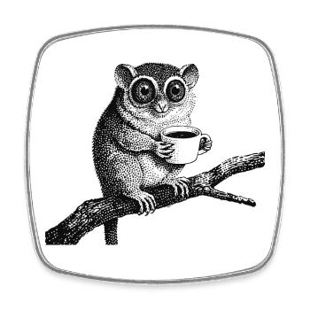 Kaffee Tarsier - Viereckiger Kühlschrankmagnet - Weiß - Vorne