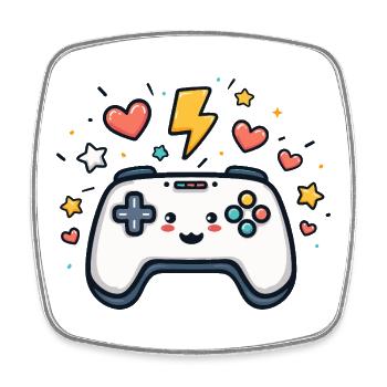 Kawaii Spielcontroller Funkelnd - Viereckiger Kühlschrankmagnet - Weiß - Vorne