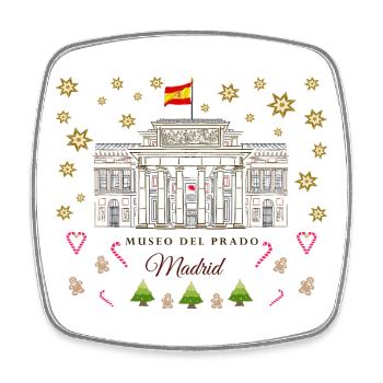 Madrid, Kunstmuseum Prado,  Zeichnung Weihnachten - Viereckiger Kühlschrankmagnet - Weiß - Vorne