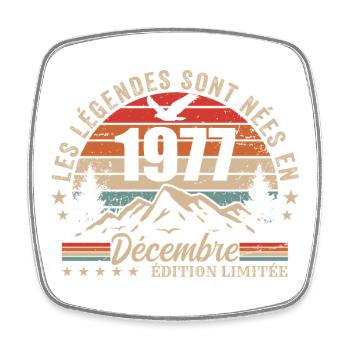 Retro December 1977 - 48th Anniversary Gift - Square fridge magnet - white - Front