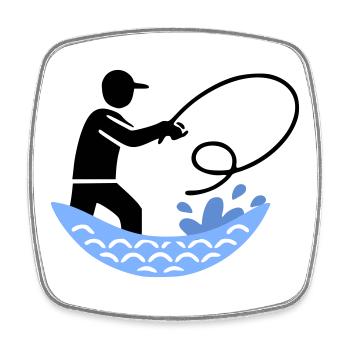 Fishing & Fishing | Petri Heil Hobby Logo - Square fridge magnet - white - Front