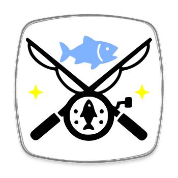 Angeln & Fischen | Petri Heil Hobby Logo - Viereckiger Kühlschrankmagnet - Weiß - Vorne