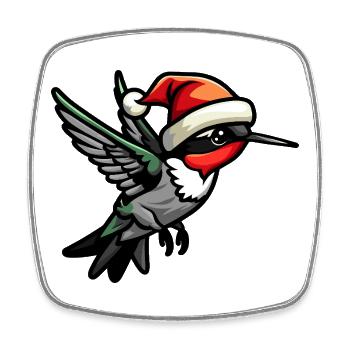 Hummingbird Bird Christmas - Square fridge magnet - white - Front