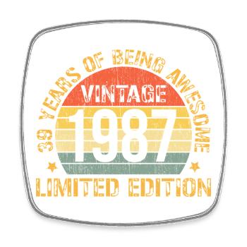 Vintage 1987 Motif d’anniversaire Édition Limitée - Magnet carré - blanc - Devant