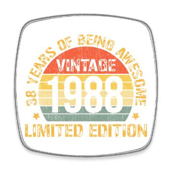 Vintage 1988 Geburtstagsmotiv Limited Edition - Viereckiger Kühlschrankmagnet - Weiß - Vorne