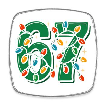 Weihnachten 6-7 Spaß 67 Zahl 6-7 6 7 Xmas Sechs Si - Viereckiger Kühlschrankmagnet - Weiß - Vorne