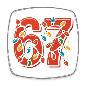 Weihnachten 6-7 Spaß 67 Zahl 6-7 6 7 Xmas Sechs Si - Viereckiger Kühlschrankmagnet - Weiß - Vorne
