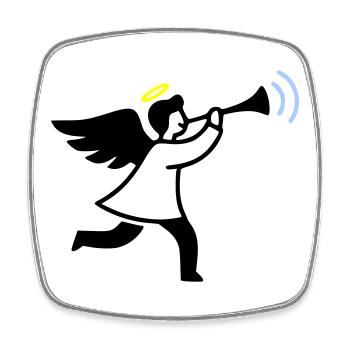 Angel with trumpet - Square fridge magnet - white - Front