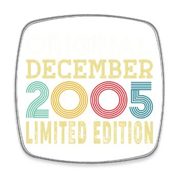 20 Year 20th Anniversary Gift Born December 2005 - Square fridge magnet - white - Front