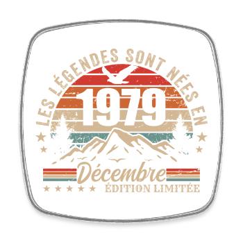 Rétro Décembre 1979 - Cadeau 46 Ans - Magnet carré - blanc - Devant