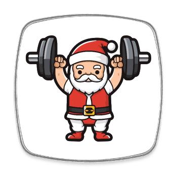 Weihnachtsmann Gewichte Gym Weihnachten - Viereckiger Kühlschrankmagnet - Weiß - Vorne