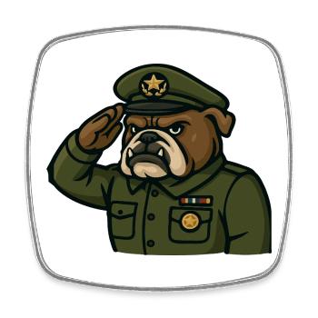 Bulldog Officer Saluting Military Mascot Art - Square fridge magnet - white - Front