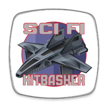 SciFi Kitbasher Jet Design - Viereckiger Kühlschrankmagnet - Weiß - Vorne