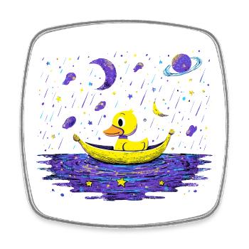 Canard cosmos sur la mer la nuit - Magnet carré - blanc - Devant