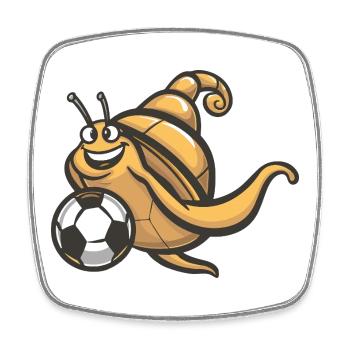 Schnecke Maskottchen Fußball - Viereckiger Kühlschrankmagnet - Weiß - Vorne