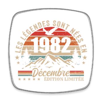 Rétro Décembre 1982 - Cadeau 43 Ans - Magnet carré - blanc - Devant