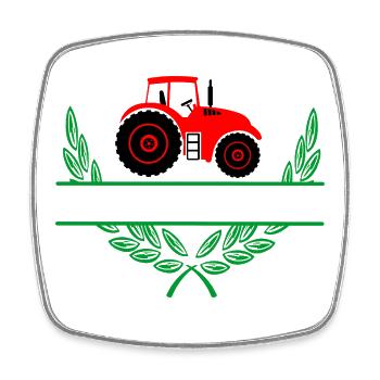Red Tractor with Namespace - Square fridge magnet - white - Front