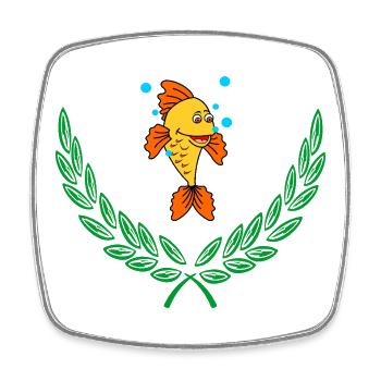 Fish in Green Laurel Wreath - Square fridge magnet - white - Front