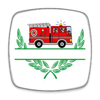 Fire Truck with Namespace - Square fridge magnet - white - Front