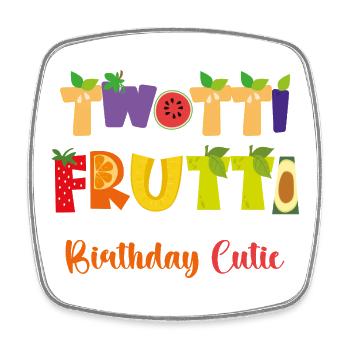 Fruits du design du deuxième anniversaire de Twotti Frutti - Magnet carré - blanc - Devant