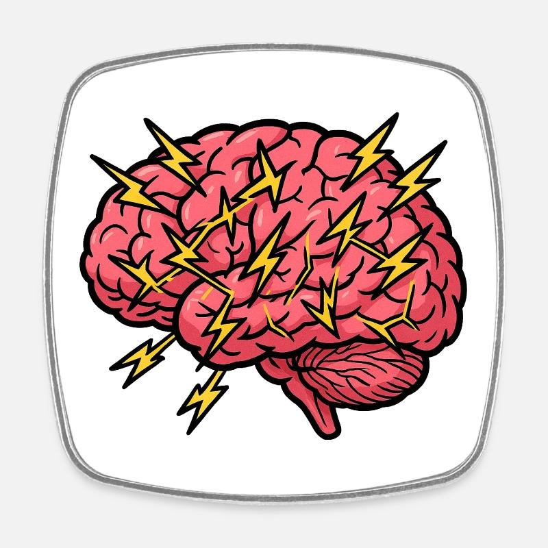 Blitzbrain Pop Art - Magnet carré - blanc