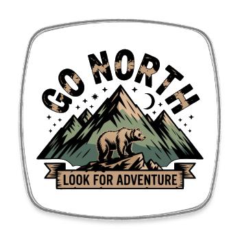 Norden – Abenteuer Bär & Berge Outdoor Design - Viereckiger Kühlschrankmagnet - Weiß - Vorne