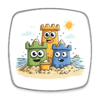 Héros bac à sable sur la plage - Magnet carré - blanc - Devant