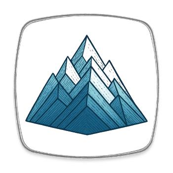 Montagne - Ski - Randonnée - Magnet carré - blanc - Devant