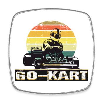 Go kart - Square fridge magnet - white - Front