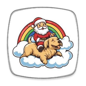 Golden Retriever Dog Santa Claus - Square fridge magnet - white - Front