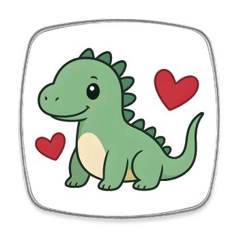 Niedlicher Dino Herzen Liebe Süß Baby Design - Viereckiger Kühlschrankmagnet - Weiß - Vorne