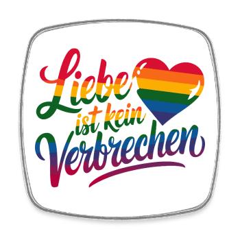  Liebe Ist Kein Verbrechen Regenbogen Herz LGBT - Viereckiger Kühlschrankmagnet - Weiß - Vorne