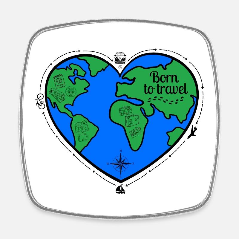 born to travel - Square fridge magnet - white
