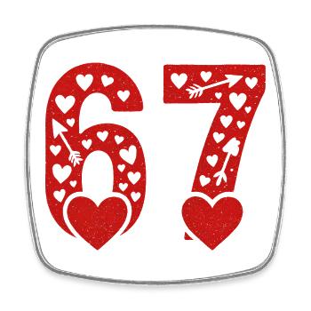 Valentinstag 6-7 Spaß 67 Nummer Valentinstag Sechs - Viereckiger Kühlschrankmagnet - Weiß - Vorne