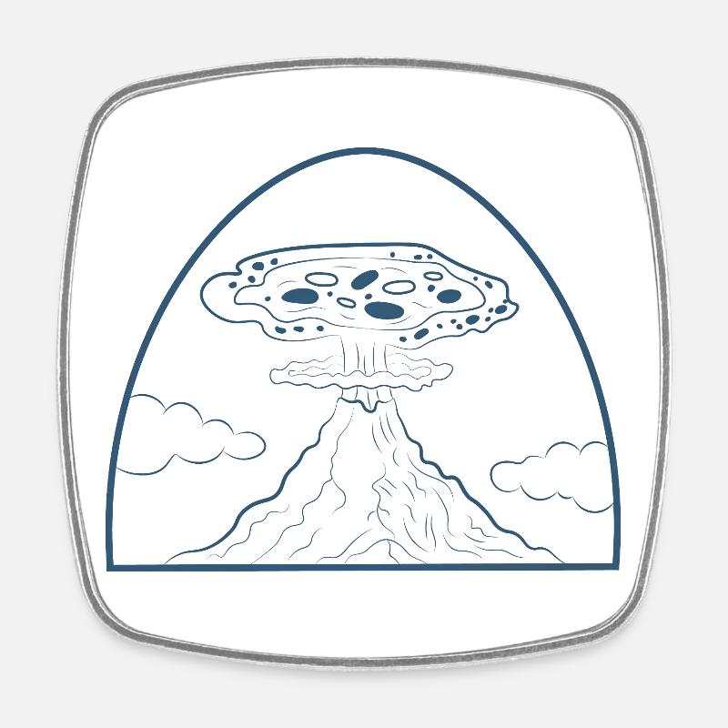 Pizza Vulcano - Viereckiger Kühlschrankmagnet - Weiß