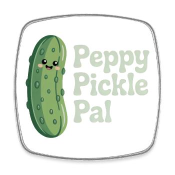 Peppy Pickle Pal - Concombre - Magnet carré - blanc - Devant