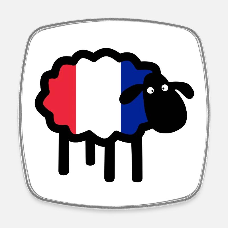 French sheep - Square fridge magnet - white