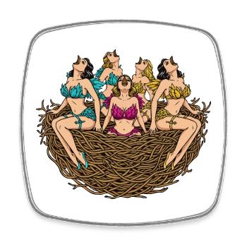 Tropische Nest-Damen in Blühen - Viereckiger Kühlschrankmagnet - Weiß - Vorne
