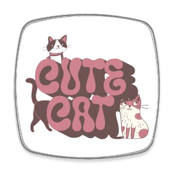 Cute Cat - Viereckiger Kühlschrankmagnet - Weiß - Vorne