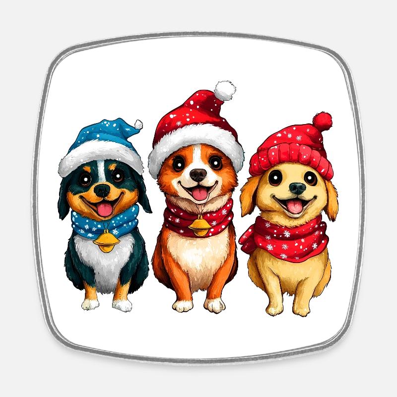 Santa Claus Dog - Square fridge magnet - white