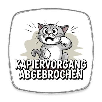 Copying process aborted – cat confused - Square fridge magnet - white - Front