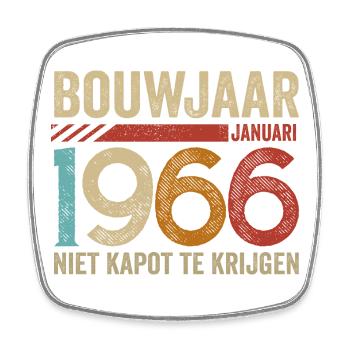 Année de construction : janvier 1966 ne peut être annulée - Magnet carré - blanc - Devant