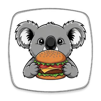 Süßer Koala Burger Fast Food Cheeseburger Cartoon - Viereckiger Kühlschrankmagnet - Weiß - Vorne