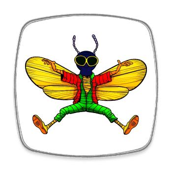 Fliege Yogi - Viereckiger Kühlschrankmagnet - Weiß - Vorne